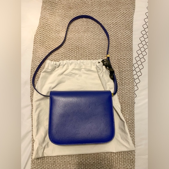 Celine medium classic box calfskin bag in blue - Picture 7 of 10